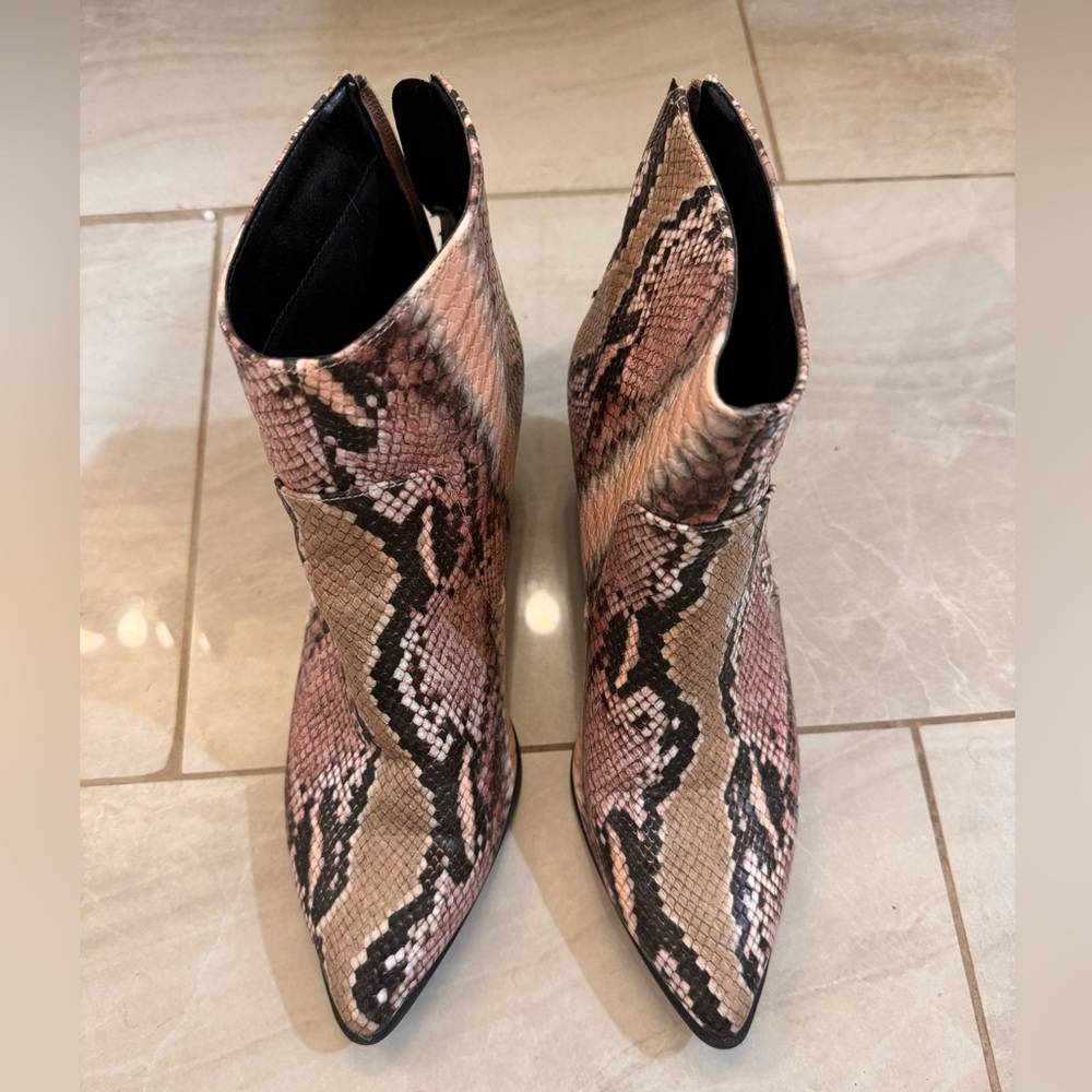 Pink Snake Skin Ankle Boots